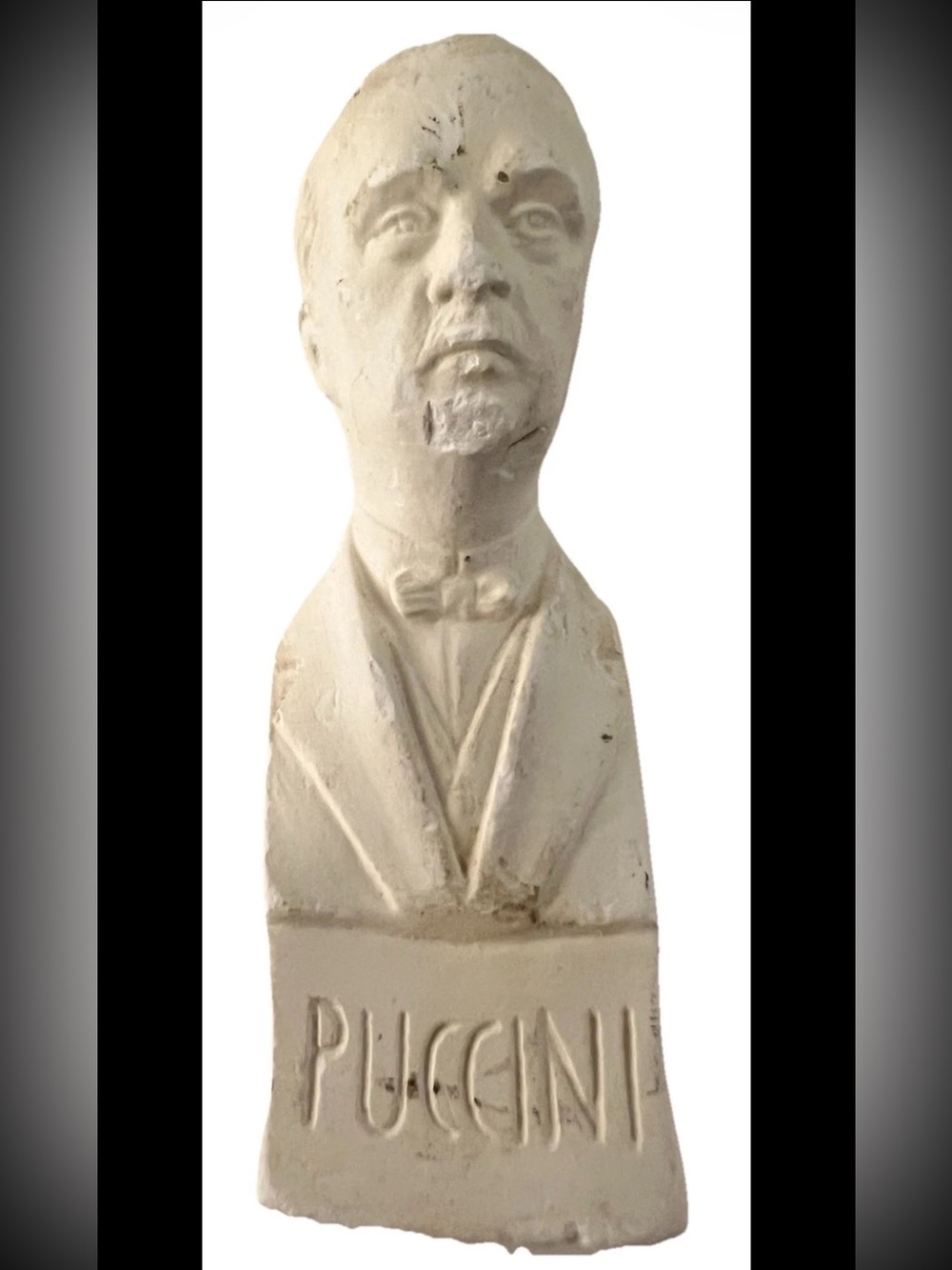Vintage Giacomo Puccini Composer Plaster Bust Statue Figurine White 4 Inch